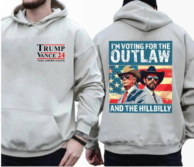 I'm voting for the outlaw and the hillbilly, 2024, take america back, vote, voting hoodie, voting sweatshirt, voting Tshirt