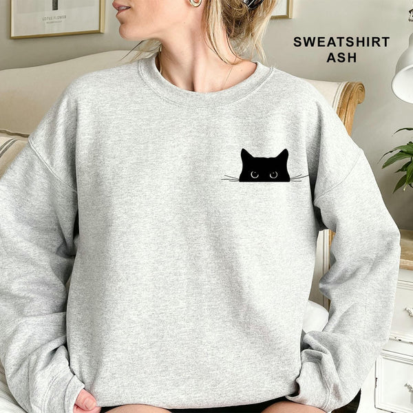 Cute black cat, Cat lover sweatshirt / tshirt / hoodie/ funny meme gift